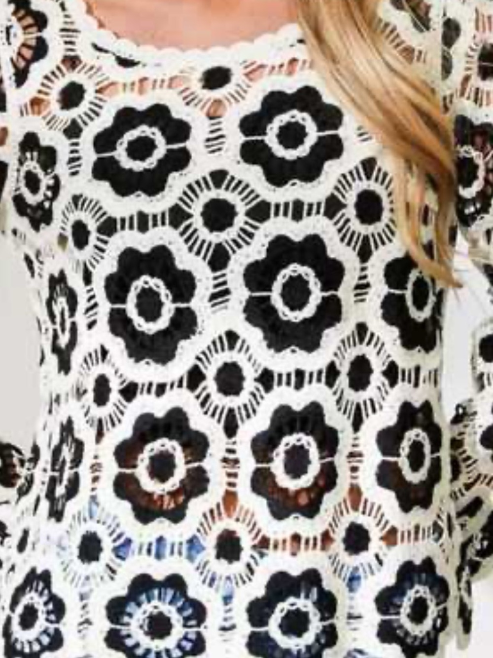 Adiva Croquet Black & Cream Top Like New